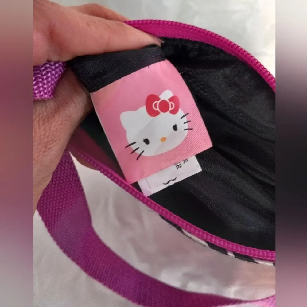 Hello Kitty Zebra Stripe Hot Pink Youth Purse Hand Bag Adjustable Strap …